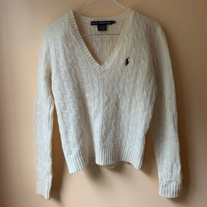 RALPH LAUREN SPORT Cable Knit V-Neck Sweater
